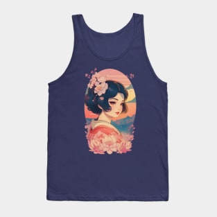 Vintage Japanese Lotus illustration Tank Top